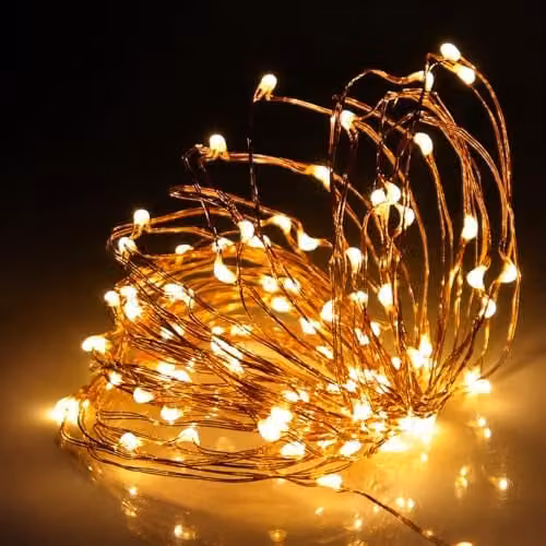 SHATCHI 2 Pack of Warm White LED Fairy String Lights, Copper Wire, Battery Operated, Waterproof IP44, Length: 2 m – 1