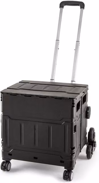 Sewing Online Black Plastic and Aluminium Folding Craft and Hobby Trolley with Stair Climbing Wheels