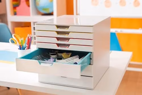 Durable VARICOLOR MIX 7 Drawer Desktop Document Box and A4 Paper Storage Organiser in Multicolour – 3