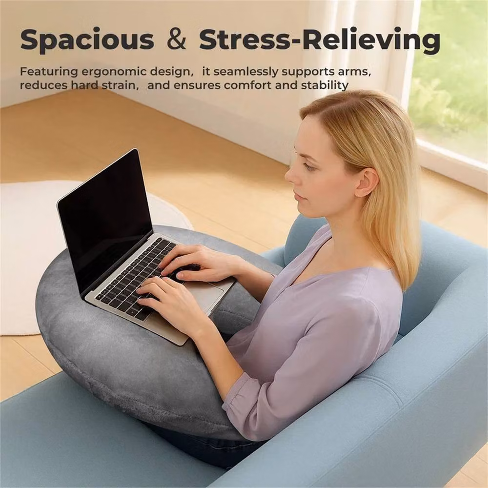 Nordara Ergonomic U-Shaped Gaming Arm Pillow and Soft Lap Back Support Cushion in Grey – 3