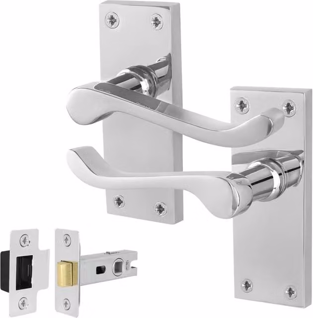 AFIT Chrome Scroll Door Handle and Latch Set in Silver, 2 Pack, W/D/H: 15.0 x 150.0 x 150.0 cm – 1