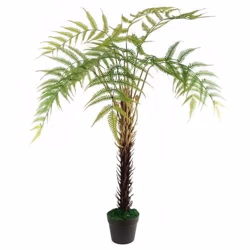 Leaf Design Tropical Artificial Green Tree in Black Pot, H 120 x W 90 x D 90 cm – 1