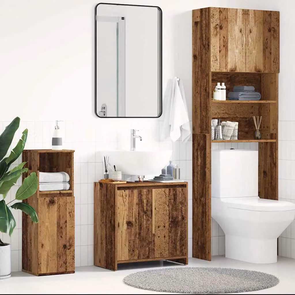 Berkfield Home Wall Mounted Bathroom Sink Cabinet in Old Wood Brown, W/D/H: 60 x 33 x 60 cm – 2