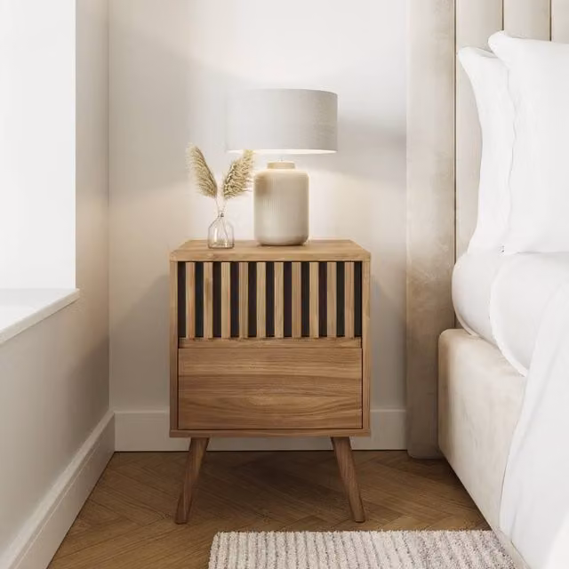 GFW Rowan 2 Drawer Bedside Table in Light Oak – 1