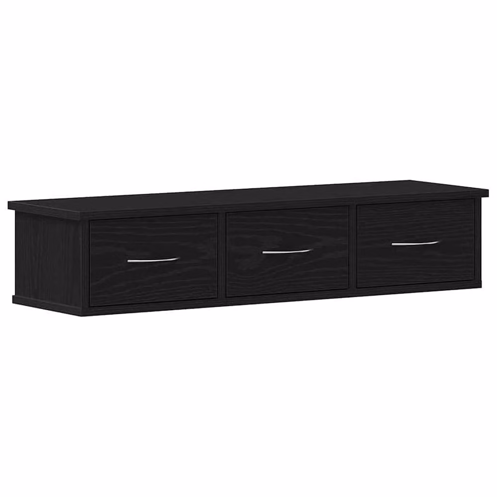 Berkfield Home Black Oak Wall Cabinet, W: 88 cm, D: 26 cm, H: 18.5 cm – 2