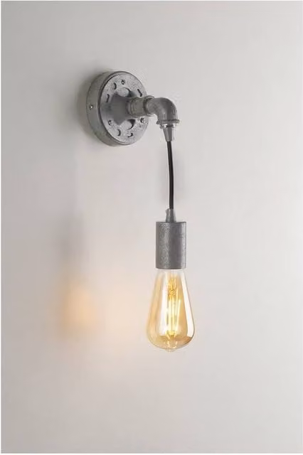 Netlighting Amarcord Industrial Pipe Effect Wall Lamp in Grey with E27 Socket