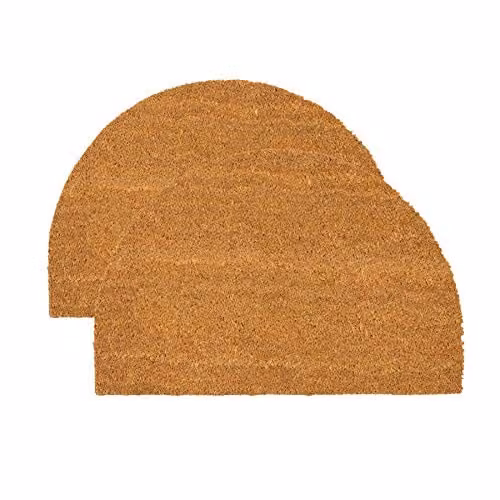 Nicola Spring Semicircular Coir Door Mats, Pack of 2, Brown, W/D: 60 x 40 cm – 1