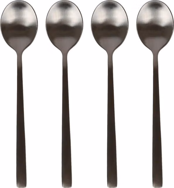 Argon Tableware Matte Black Stainless Steel Teaspoons, Pack of 4 – 5