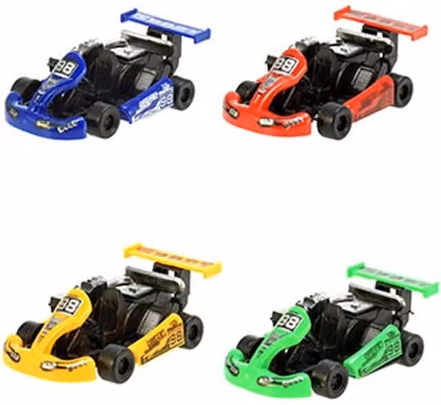 UMKYTOYS 4 Pack Multicolour and White Pullback Friction Go Kart Toy Vehicles