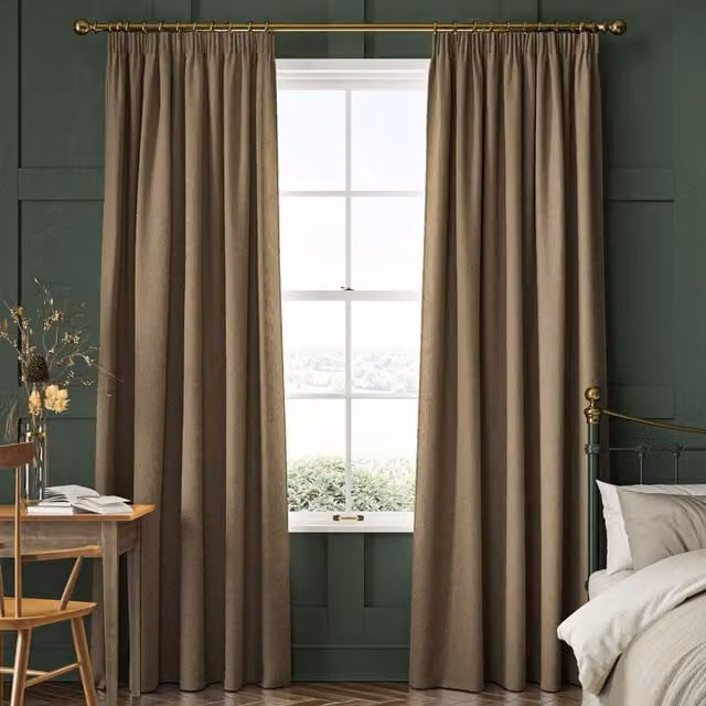 William Morris Reed Made To Measure Blackout Fabric Panel Curtains in Mushroom