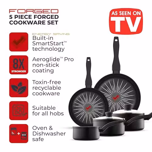 Tower SmartStart Forged 5 Piece Non-Stick Cookware Set in Black – 2