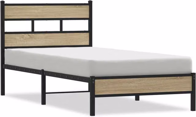 Berkfield Home Sonoma Oak Bed Frame in Brown, W/D/H: 90 x 200 cm