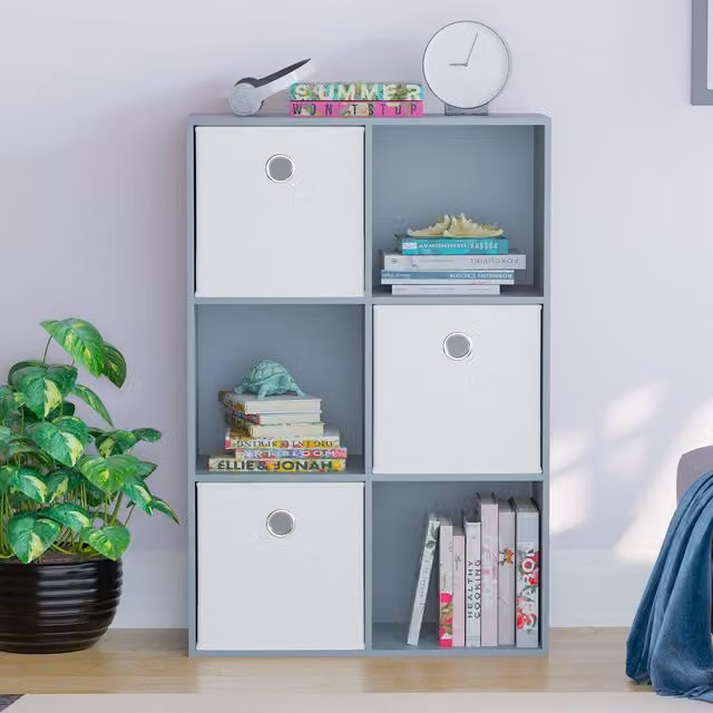 Vida Designs Durham 6 Cube Storage Unit with 3 Baskets in Grey