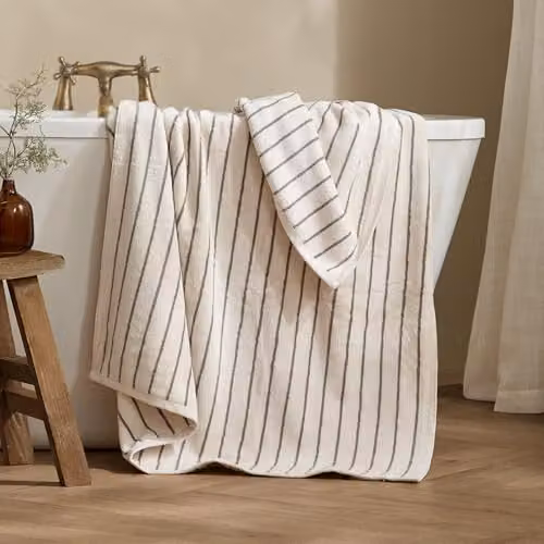 Yard Hebden Striped Cotton XL Bath Sheet in Brown, W: 100 cm, L: 180 cm – 2