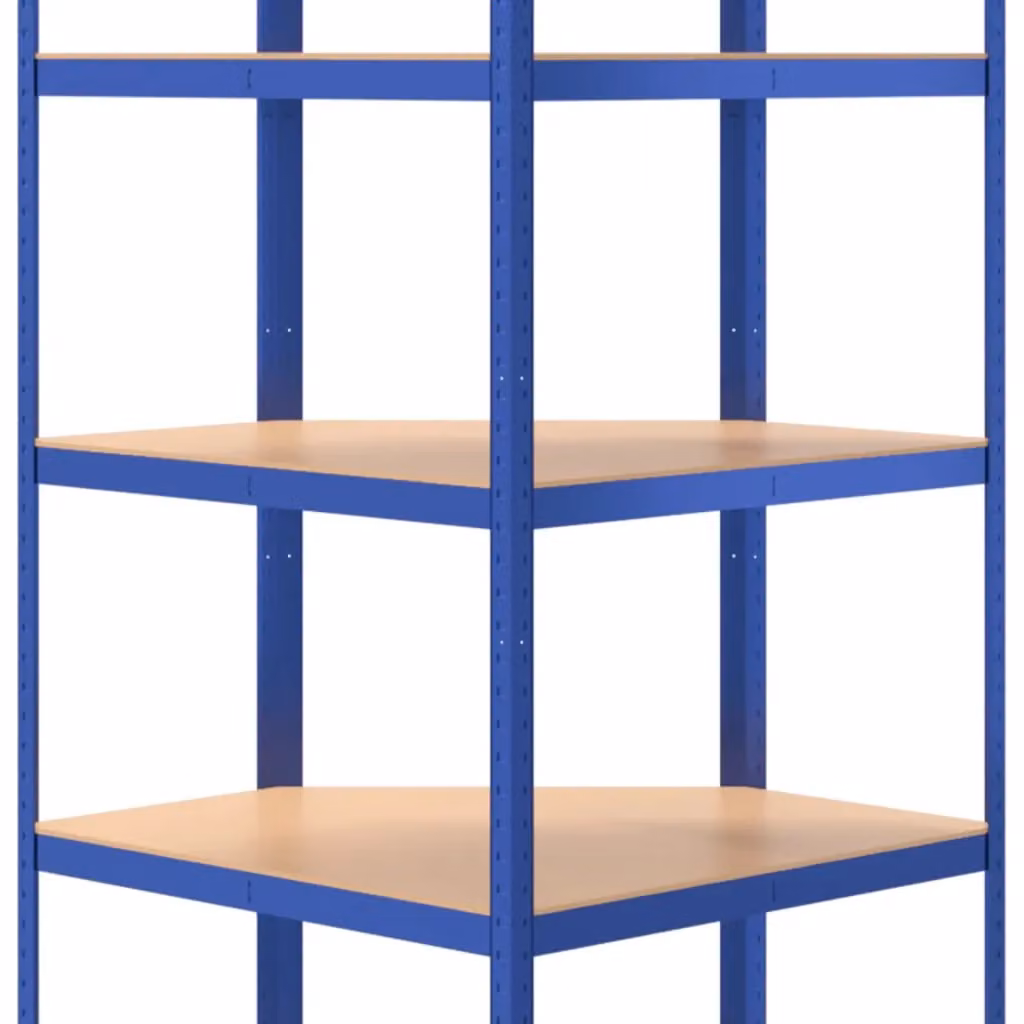 Berkfield Home 5-Layer Freestanding Corner Shelf in Blue Metal and Engineered Wood – 3