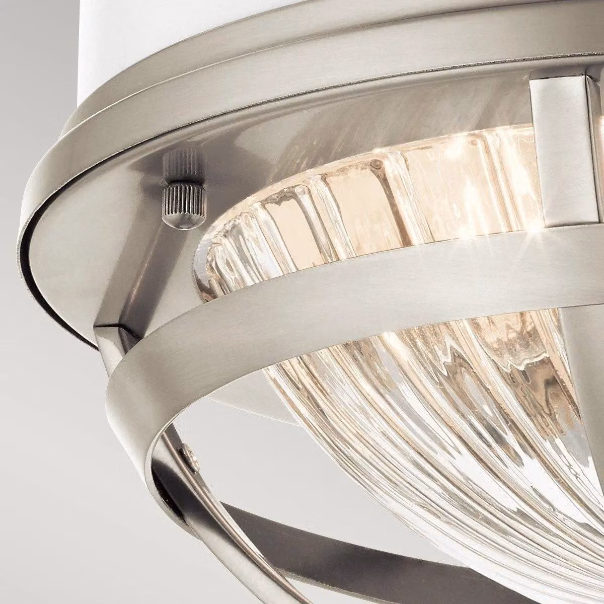 Kichler Tollis Bowl Semi Flush Ceiling Light in White and Silver – 3