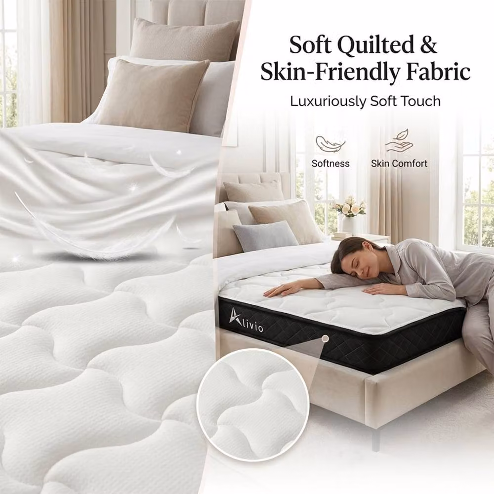 Alivio 7-Zone Orthopaedic Support Microfibre Knitted Mattress, Medium Firm, White and Black, W/D/H: 180 x 200 x 25 cm – 5