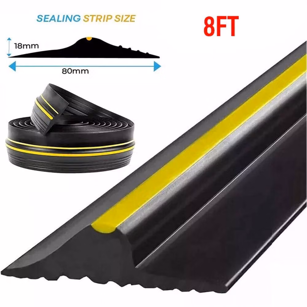 VOGREX 8ft EPDM Rubber Garage Door Weather Seal Threshold Floor Strip, Black – 2