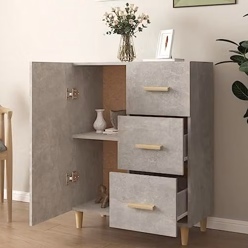 vidaXL Modern Sideboard in Grey MDF, W/D/H: 69.5 x 34 x 90 cm – 2