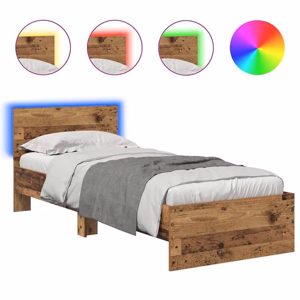 Berkfield Home Modern Bed Frame with Headboard in Brown Engineered Wood W: 75 cm, L: 190 cm – 2