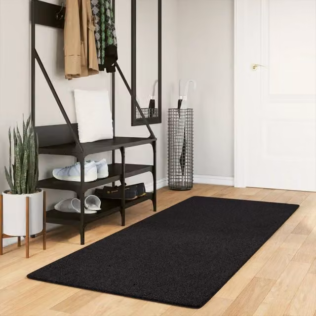 Berkfield Home HUARTE Black Short Pile Washable Polyester Rug, W/D/H: 80 x 200 cm – 1