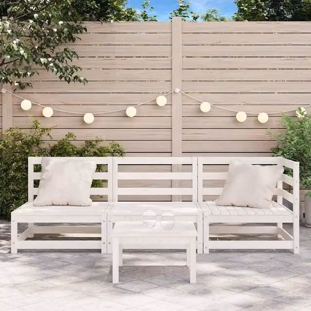 Berkfield Home 3-Seater Garden Sofa in White Solid Pine Wood – 1
