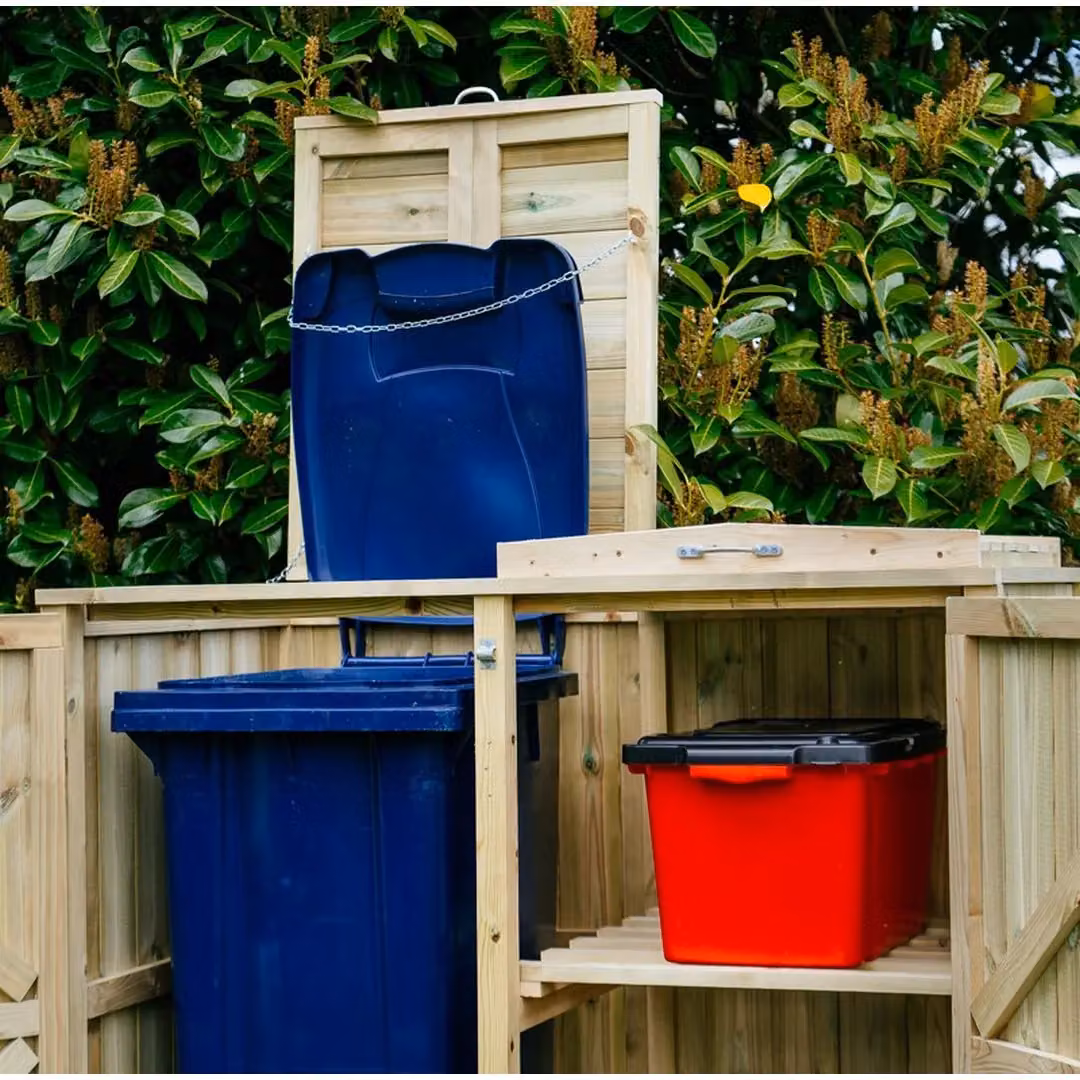 Buttercup Farm Shireburn Bin Store in Brown, Fits 1x 180L/240L Wheelie Bins and 2x Boxes – 2