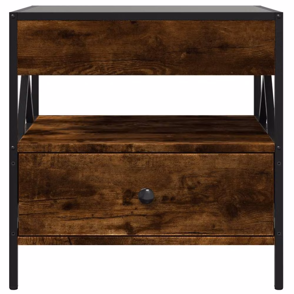 Berkfield Home Infinity LED Decorative Coffee Table in Smoked Oak and Brown, W/D/H: 50 x 50 x 51 cm – 3