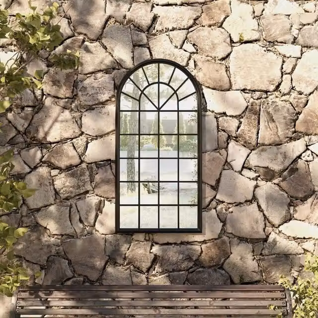 Berkfield Antique Black Metal Garden Wall Mirror, W/H: 90 x 45 cm – 1