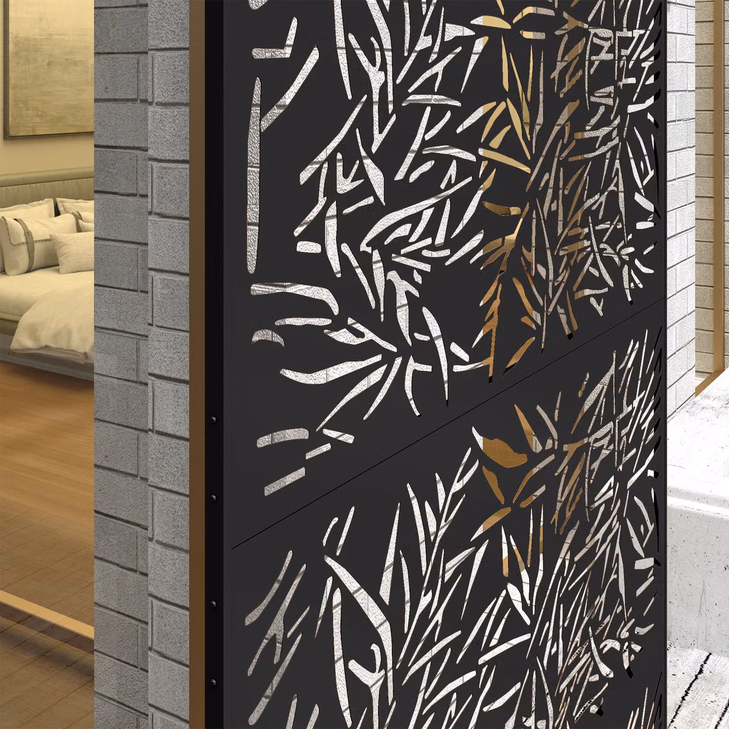 Outsunny Black Metal Freestanding Outdoor Privacy Screen and Decorative Garden Divider – 9