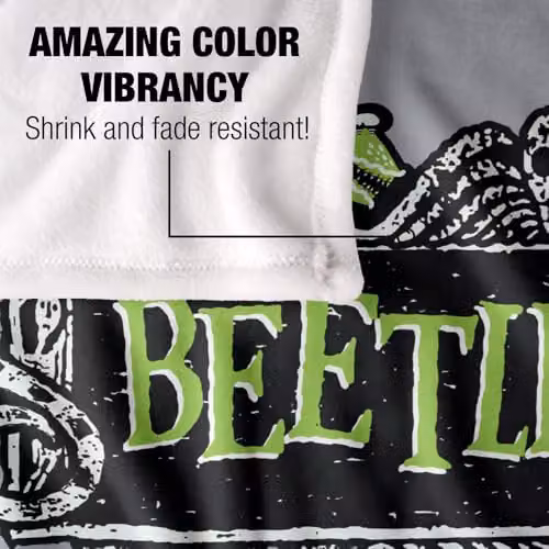 LOGOVISION Beetlejuice Movie Logo Super Soft Fleece Throw Blanket, Multicolour, W: 127 cm x D: 152.4 cm – 3