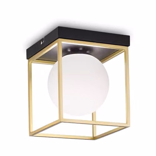 Ideal Lux Lingotto 1 Light Modern Ceiling Light in Gold/Brass with Glass Sphere