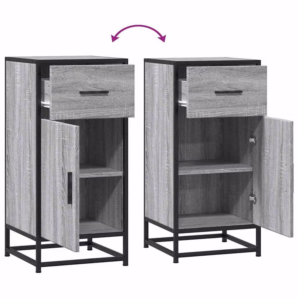 Berkfield Home Grey Sonoma Sideboard in Engineered Wood and Metal, W/D/H: 35.5 x 35 x 76 cm – 3