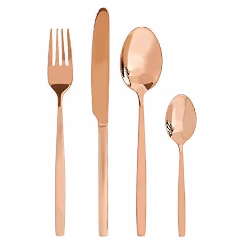Premier Housewares 16 Piece Stainless Steel Cutlery Set in Rose Gold Finish