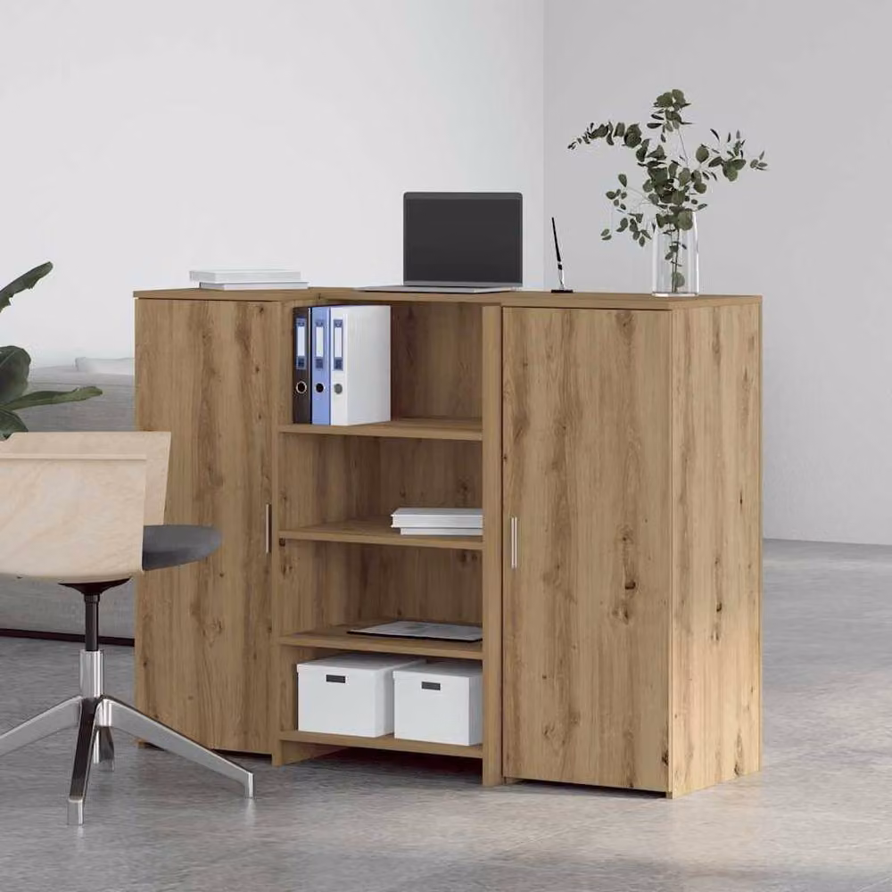 Berkfield Home Artisan Oak Reception Desk in Brown, W/D/H: 135 x 50 x 103.5 cm – 2