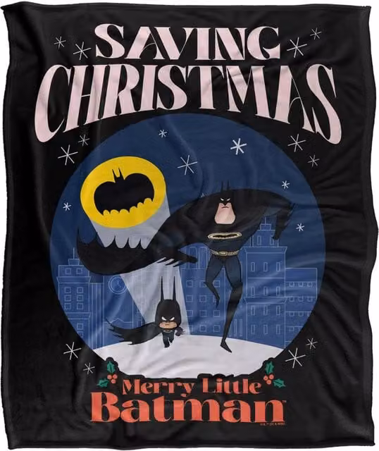 Warner Bros. Merry Little Batman Saving Christmas Super Soft Silky Touch Fluffy Throw Blanket, Multicolour, Extra Large