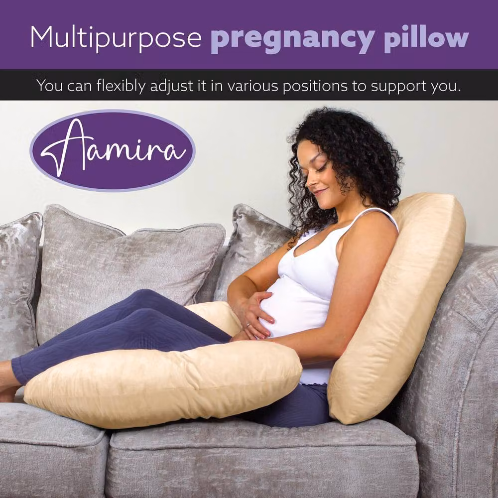 Aamira Cream C Shape Memory Foam Pregnancy Maternity Pillow, W/D/H: 140 x 65 x 20 cm – 8
