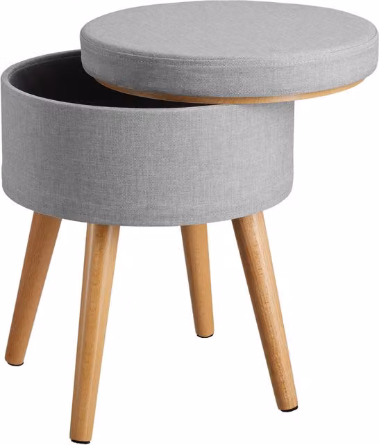 tectake Padded Storage Stool in Light Grey