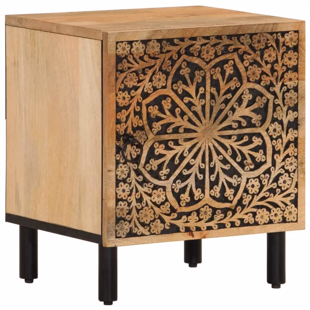 Berkfield Home Mango Wood Bedside Cabinet in Brown, W/D/H: 40 x 33 x 46 cm – 2