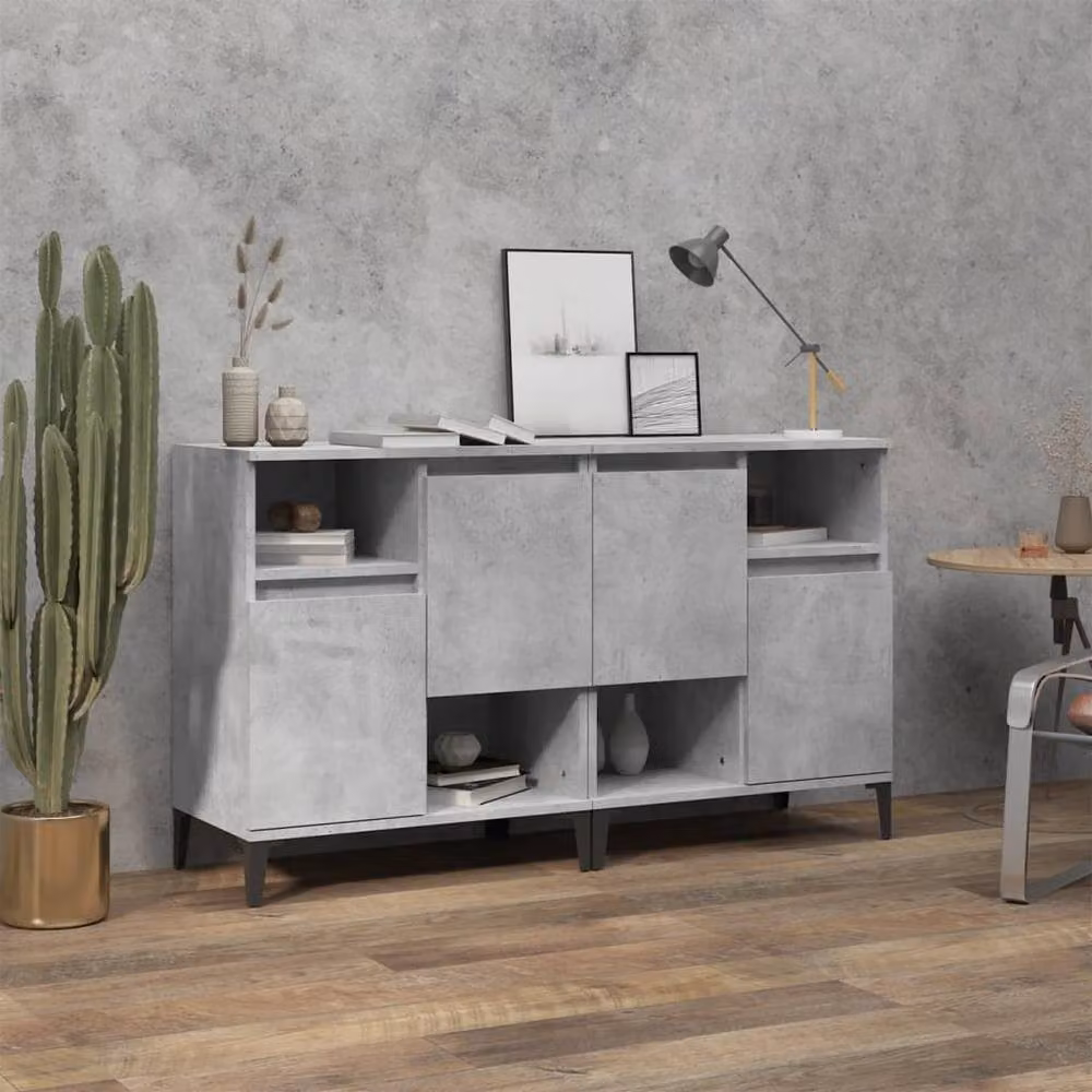 Berkfield Home Set of 2 Sideboards in Concrete Grey, W/D/H: 60 x 35 x 70 cm – 2
