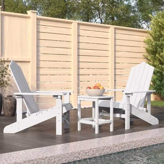 Berkfield Home White HDPE Adirondack Garden Chairs with Table Set