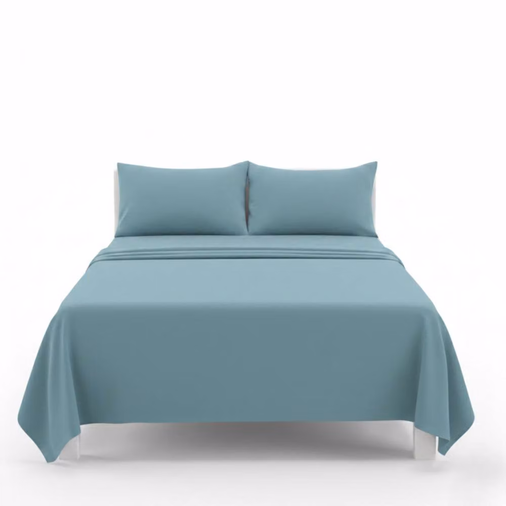 Snug City Easy Care Polycotton Flat Bed Sheet in Blue, King Size (180 x 200 cm) – 2