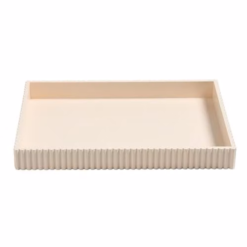 OHS Ribbed Rectangular Decorative Tray in Beige, W/D/H: 25.0 x 25.0 x 4.0 cm – 2