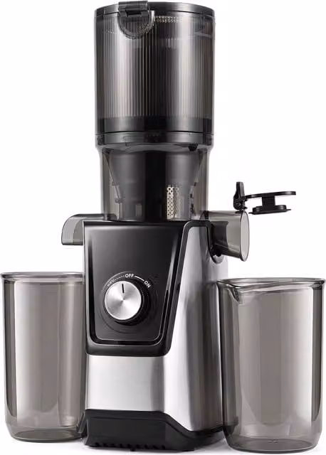Costway Slow Juicer with Dual Outlets in Black and Silver with Stainless Steel and Dishwasher Safe Parts