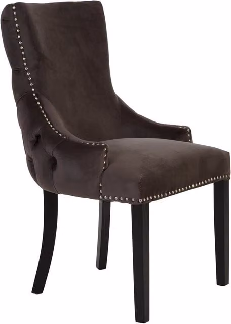 Interiors by Premier Kensington Townhouse Grey Velvet Button Tufted Dining Chair with Black Metal and Wood Frame