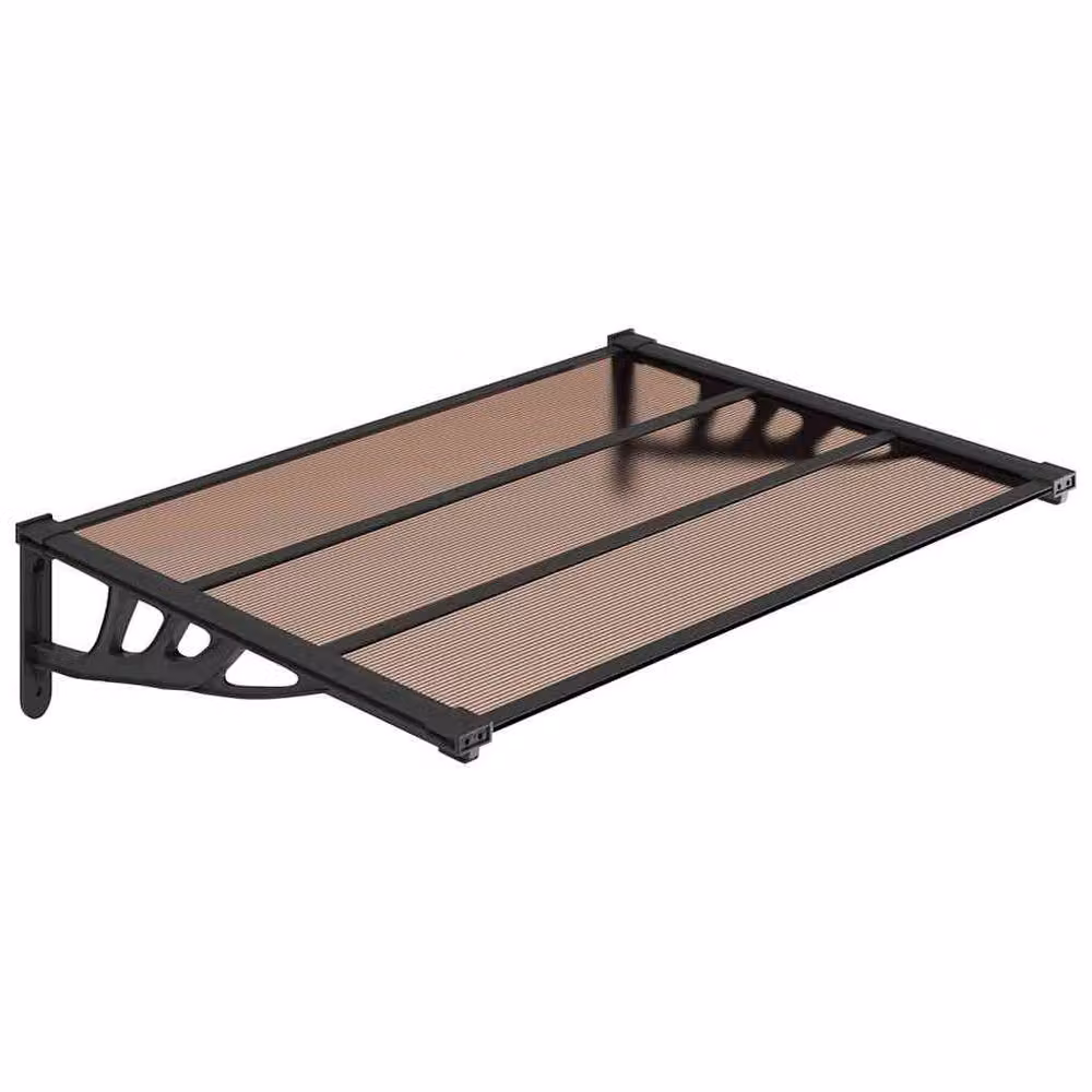 Berkfield Home Durable Polycarbonate and Aluminium Door Canopy, Black, W: 122 cm, H: 90 cm – 3