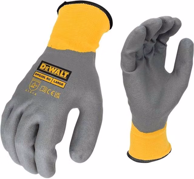 DeWalt Water Resistant Nylon Grip Gloves, Multicolour, Size L (9) – 1