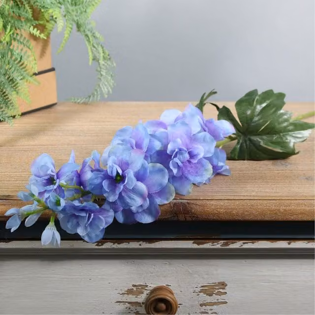 Kingsbury Gifts Silk Arundel Garden Delphinium Stem, Blue, Height: 77 cm