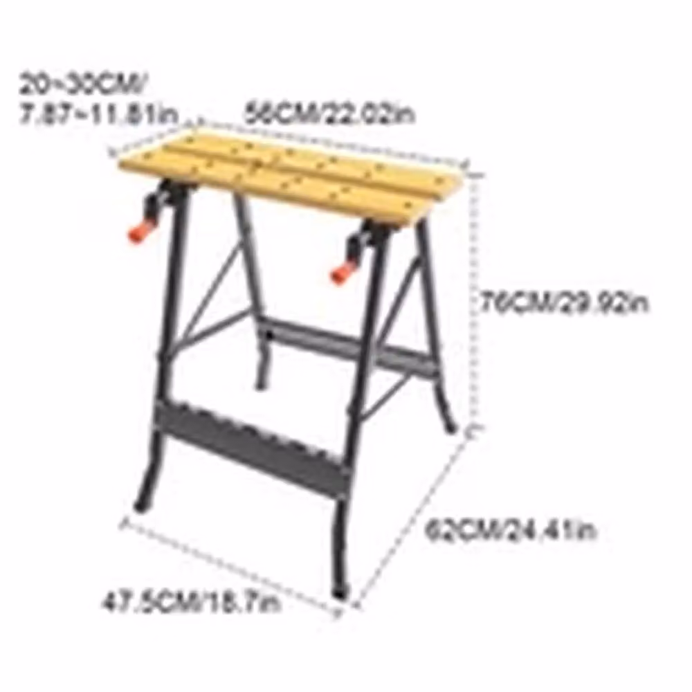 EONLION Heavy Duty Foldable Portable Workbench in Black, W/D/H: 76.0 x 56.0 x 47.5 cm – 2
