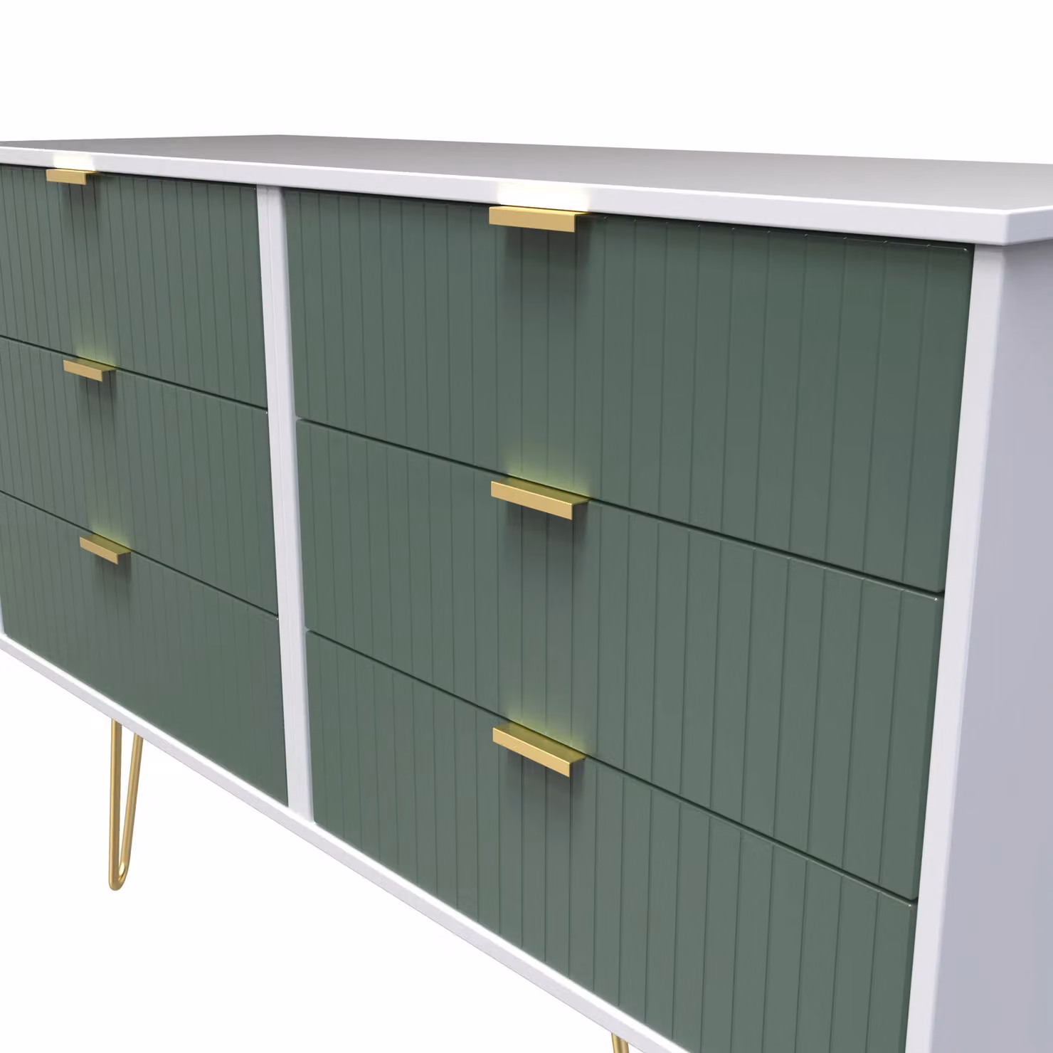 Ready Assembled 2 U Bexley 6 Drawer Wide Chest in Green and Gold – 3